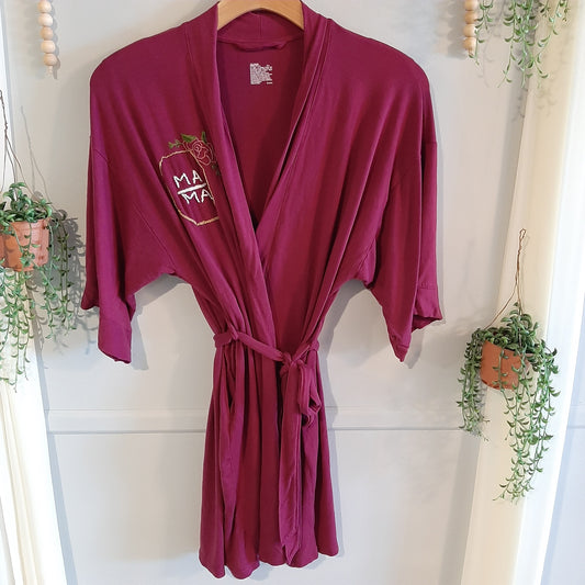 Labor & nursing belted robe, Burgundy -NF