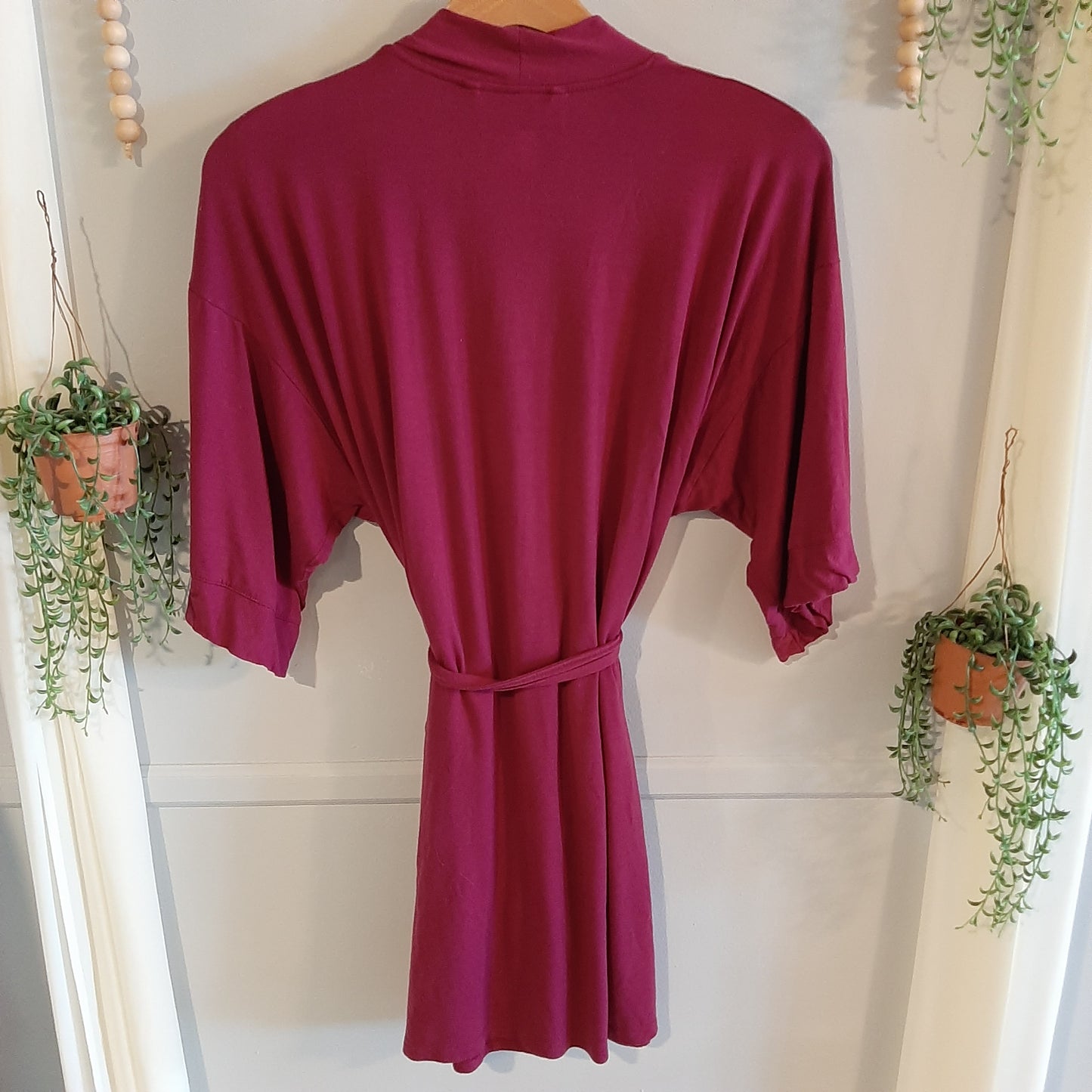 Labor & nursing belted robe, Burgundy -NF