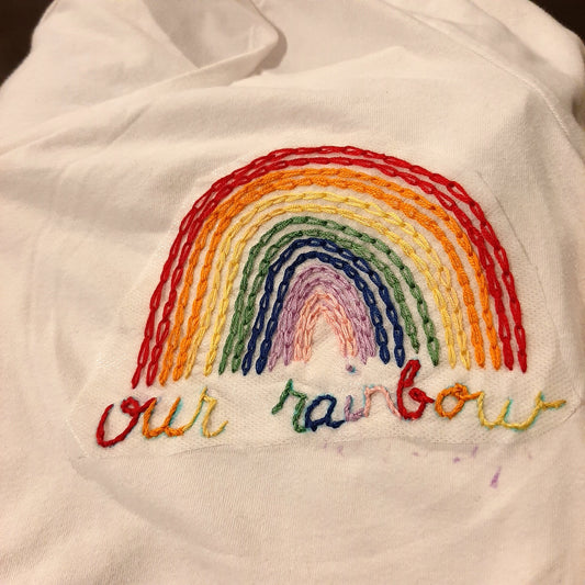 'Our rainbow' embroidered essential SS tee, White