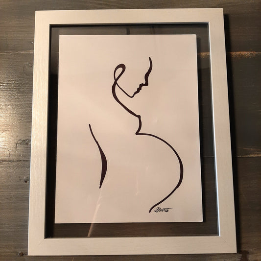 Framed line art maternity drawings, Asst'd
