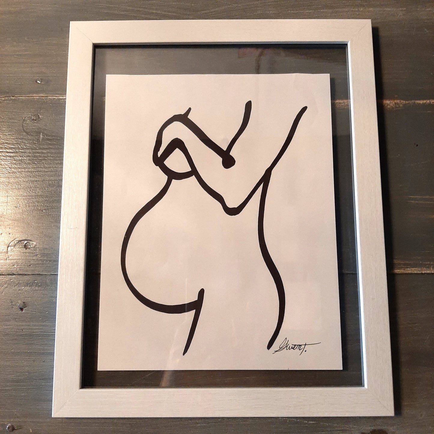 Framed line art maternity drawings, Asst'd