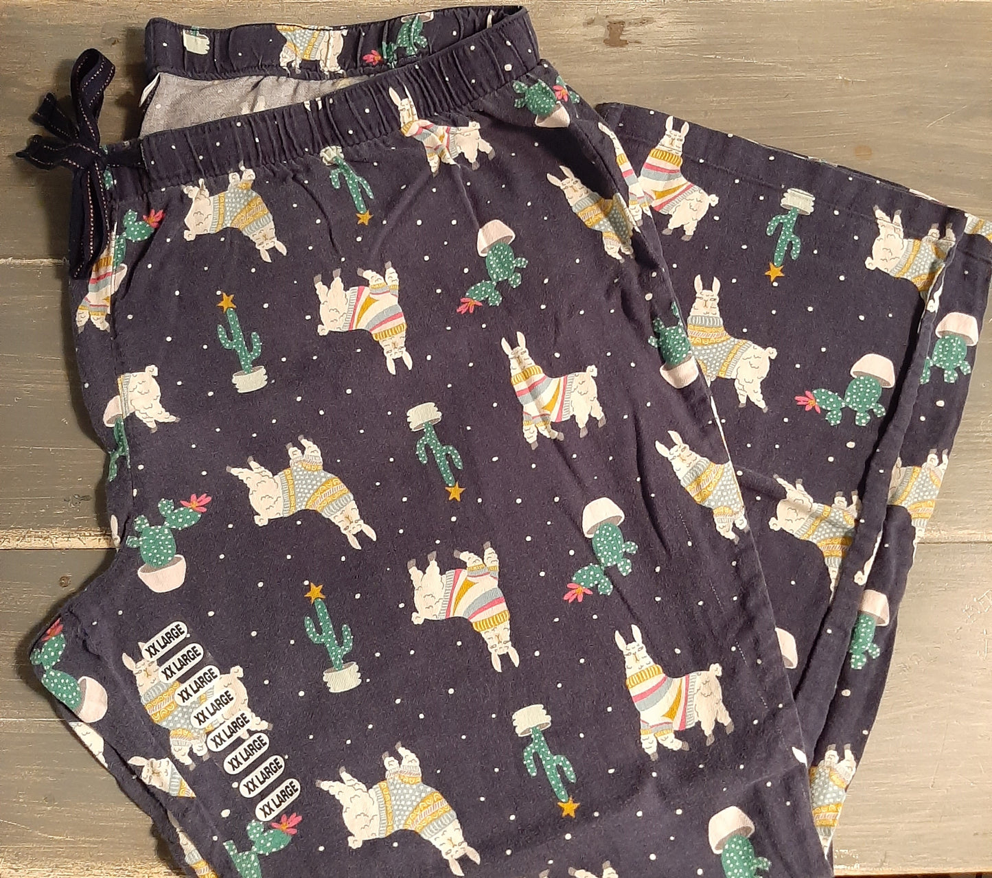 Drawstring waistband 27" lounge pants, Navy llamas