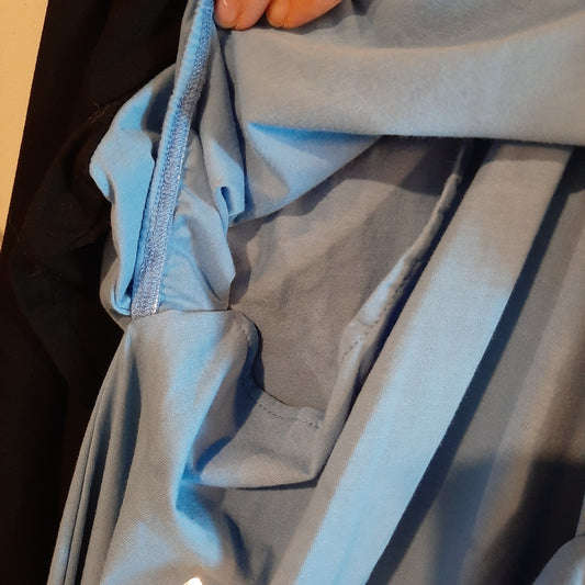 Baseball style relaxed LS midi dress, Blue -NF