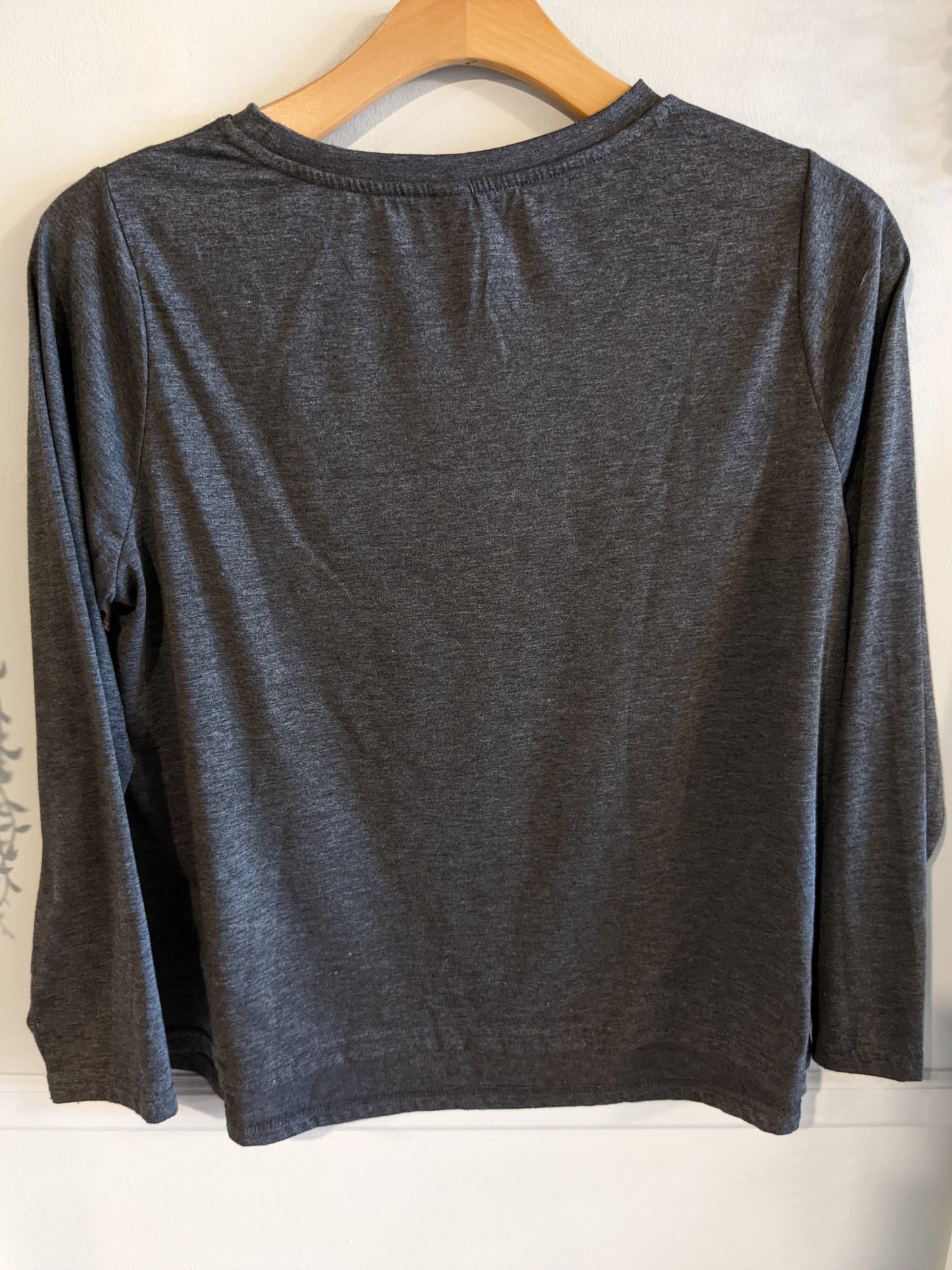 Boxy LS cropped tee, Charcoal leopard