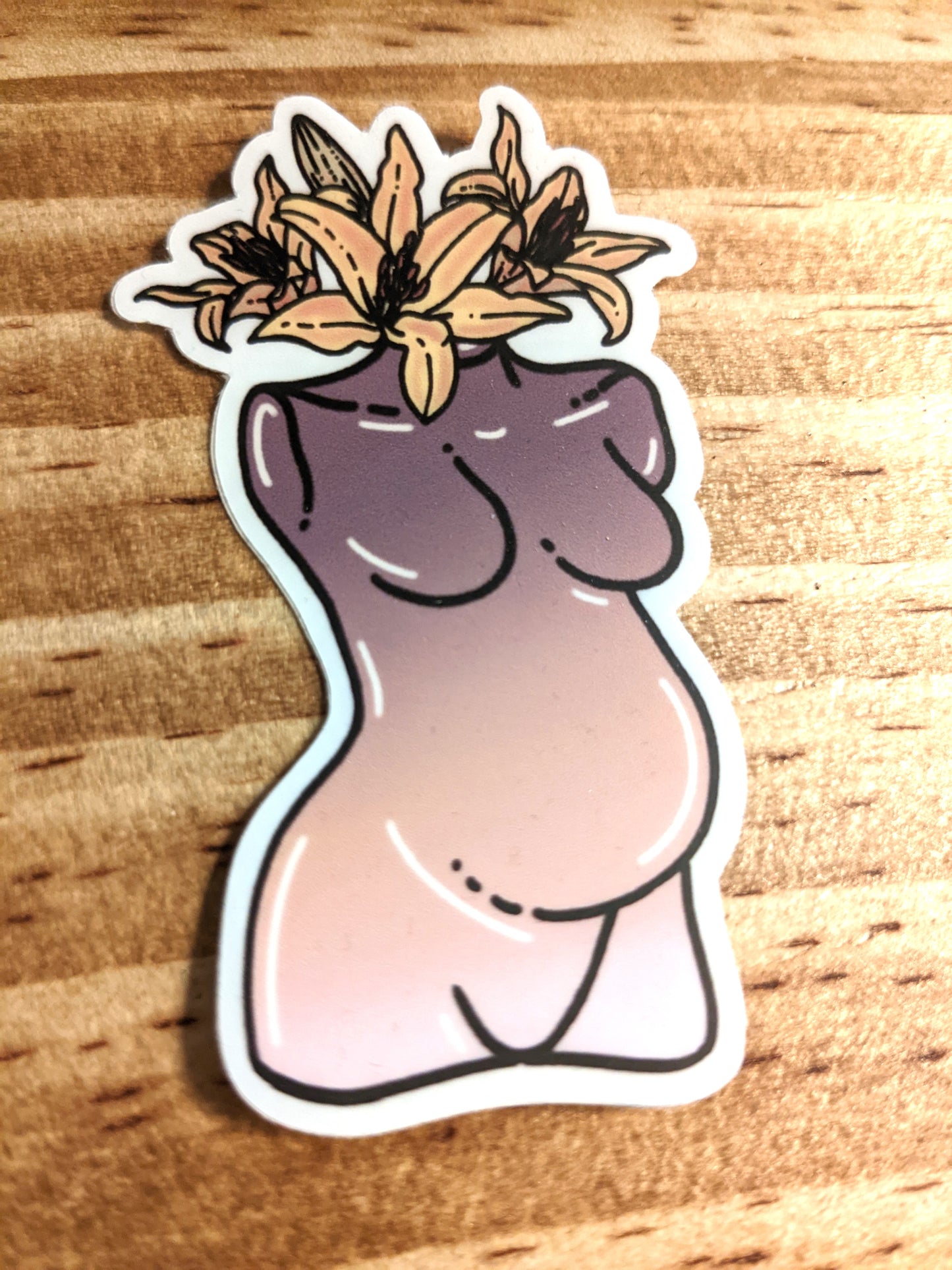 Pregnant goddess die-cut vinyl sticker, Asst'd