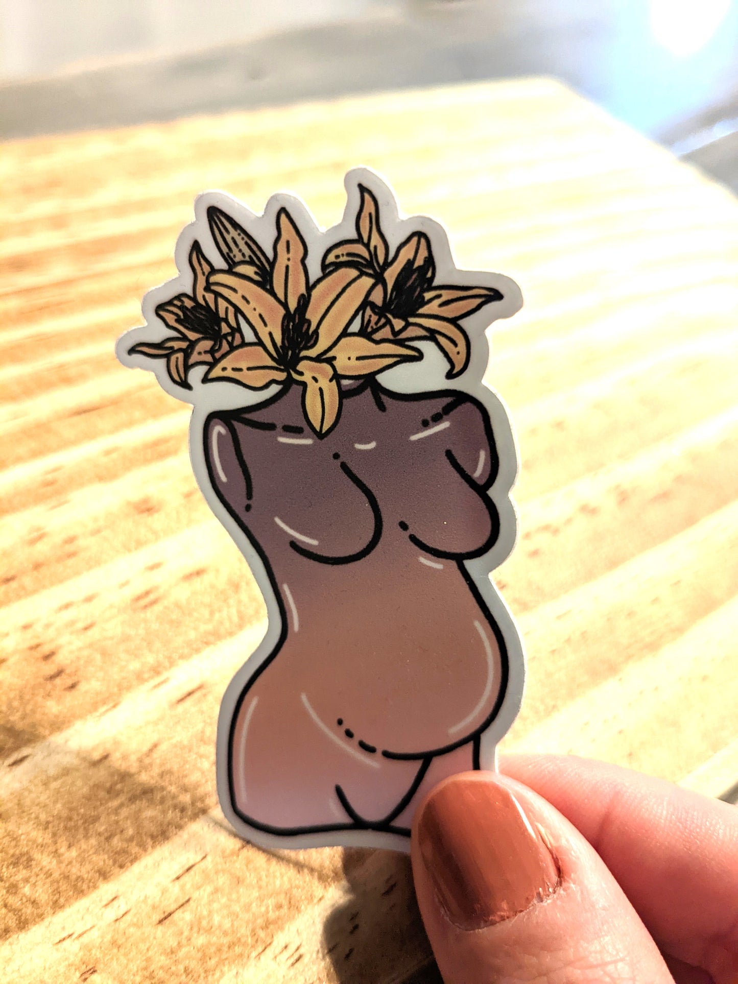 Pregnant goddess die-cut vinyl sticker, Asst'd