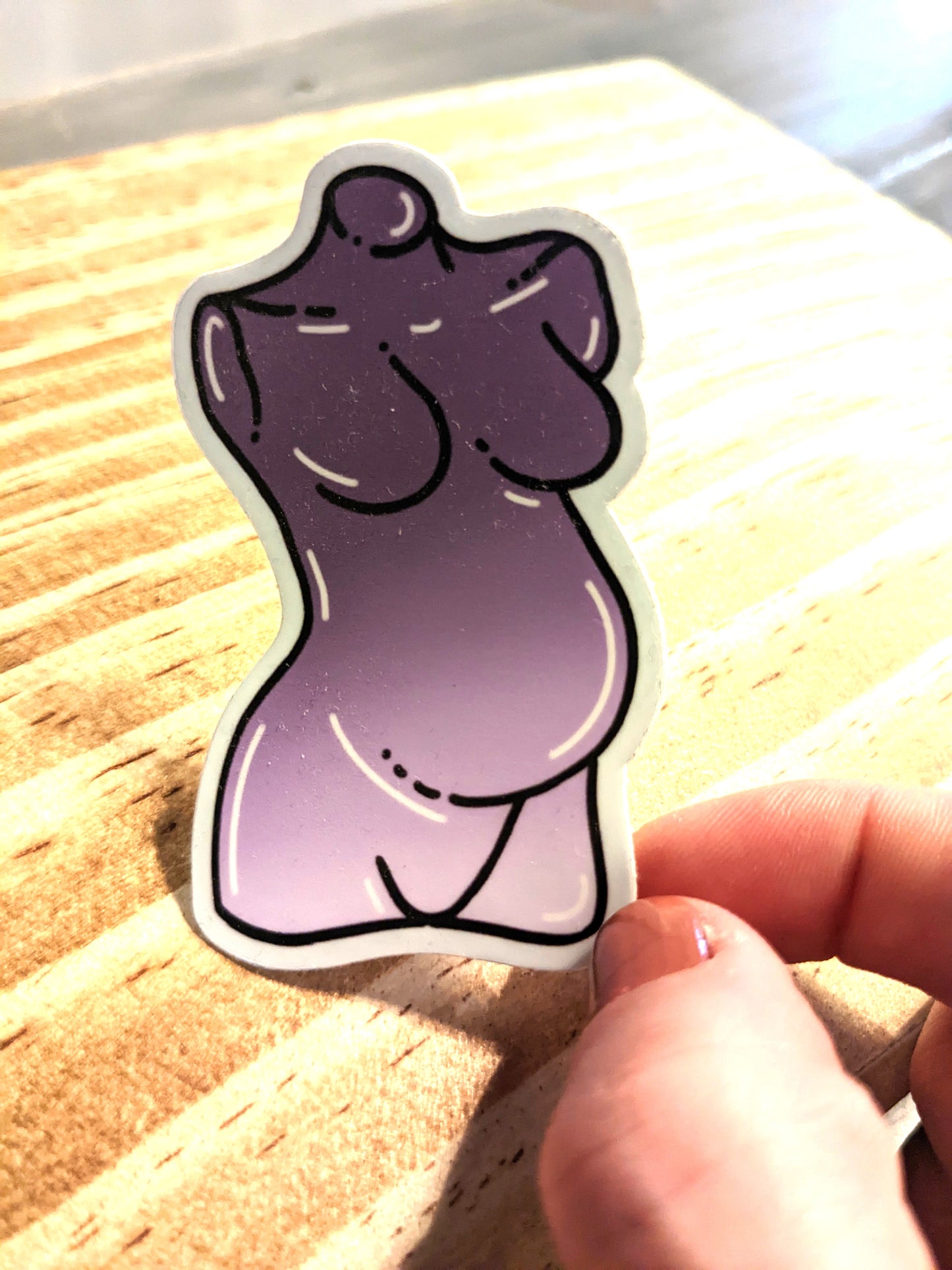 Pregnant goddess die-cut vinyl sticker, Asst'd