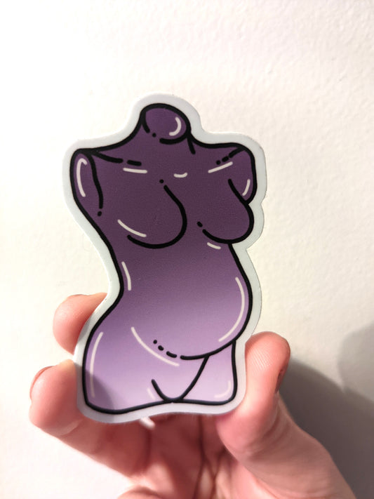 Pregnant goddess die-cut vinyl sticker, Asst'd