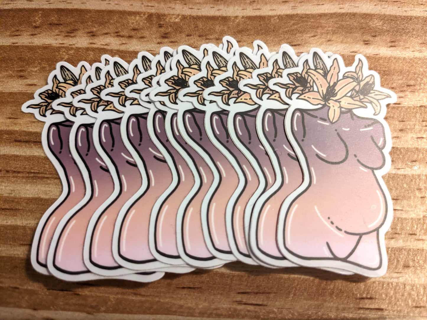 Pregnant goddess die-cut vinyl sticker, Asst'd