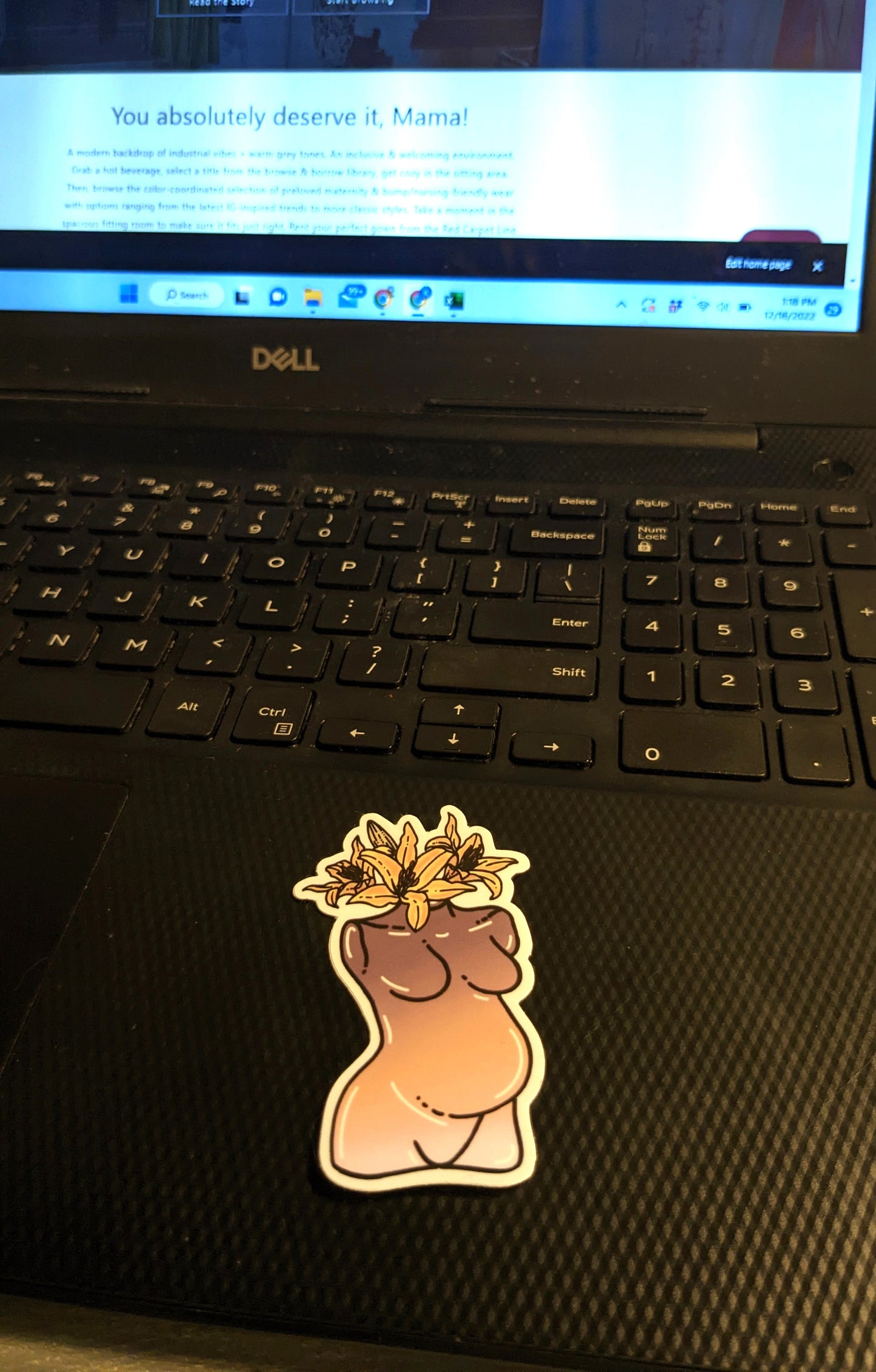 Pregnant goddess die-cut vinyl sticker, Asst'd