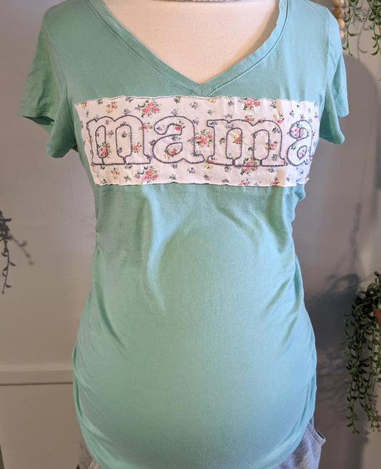 MAMA embroidered essential SS tee, Mint