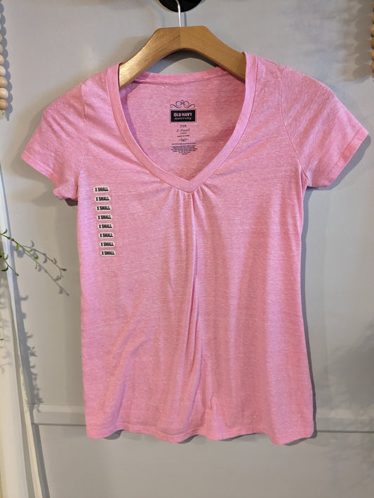 Relaxed fit SS v-neck lounge tee, Pink