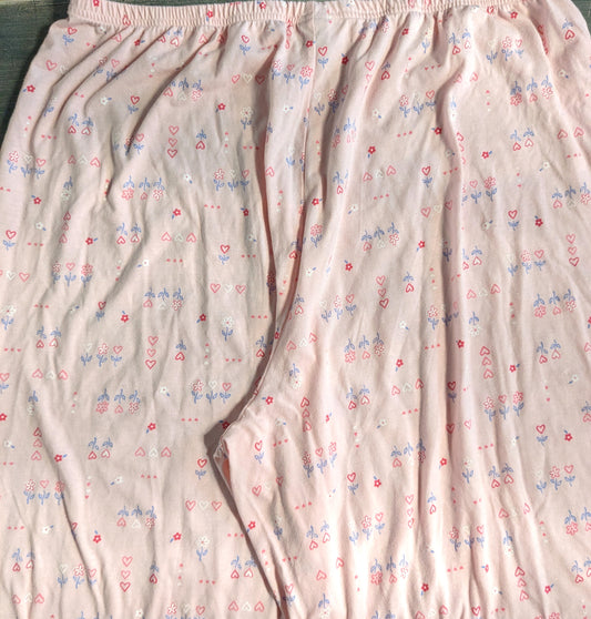 Elastic under-belly 27" sleep pants, Pink hearts