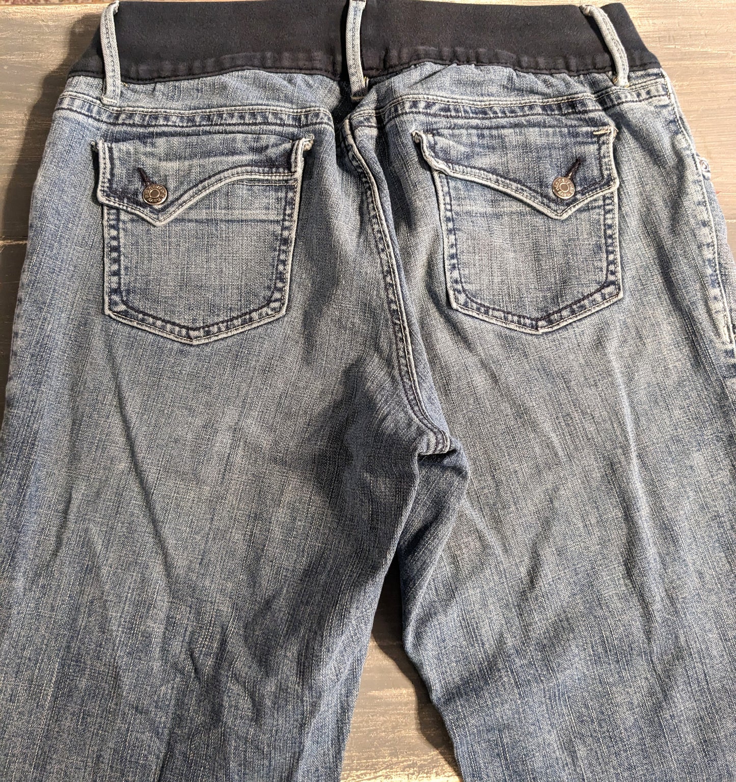 90s vibes under-belly panel 29" straight leg jeans, Medium wash