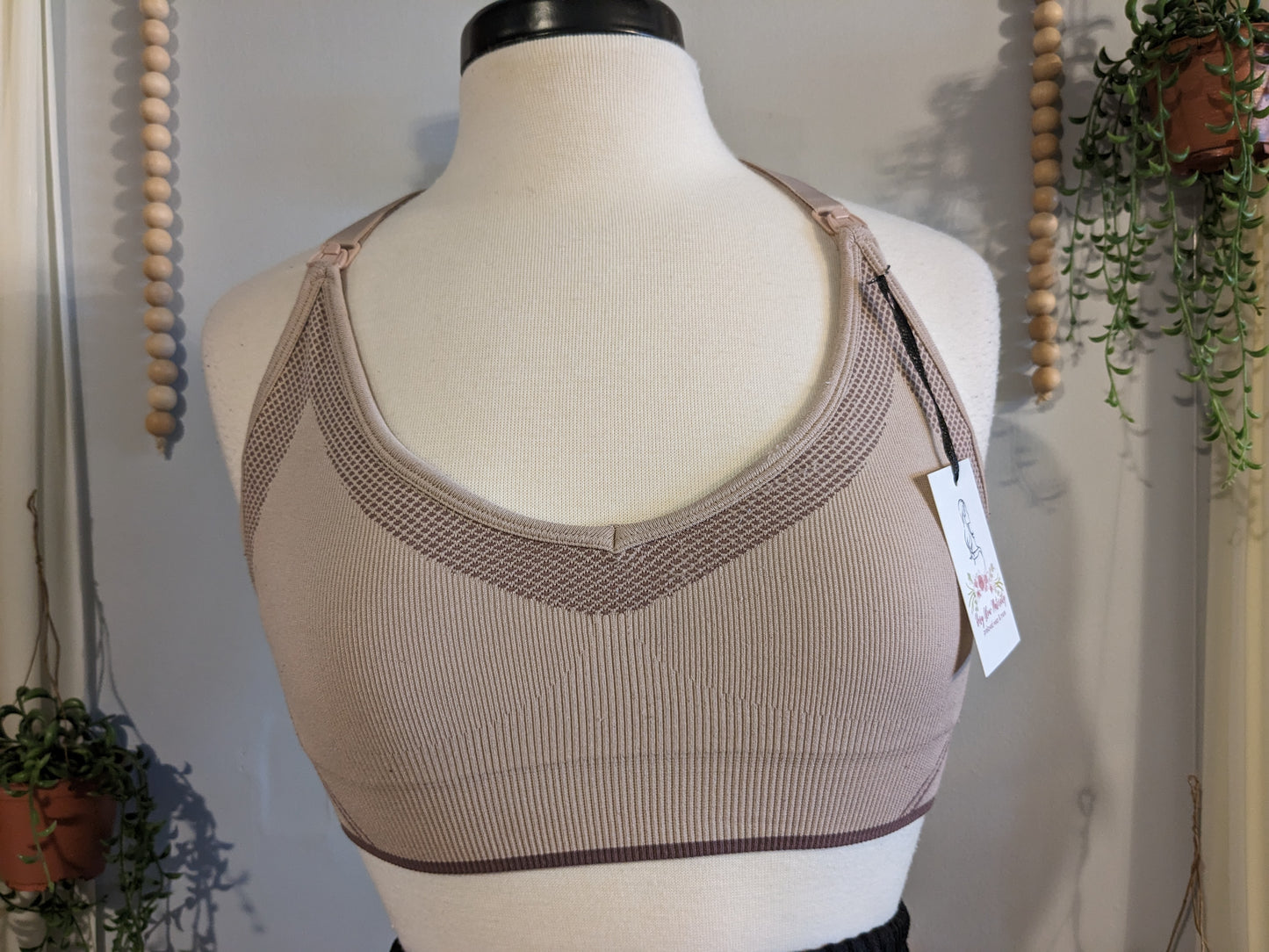 Active clasp strap T-back nursing bra, Blush