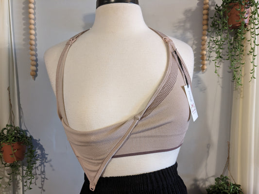Active clasp strap T-back nursing bra, Blush